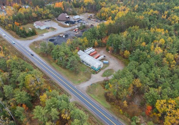 Aerial view of the building