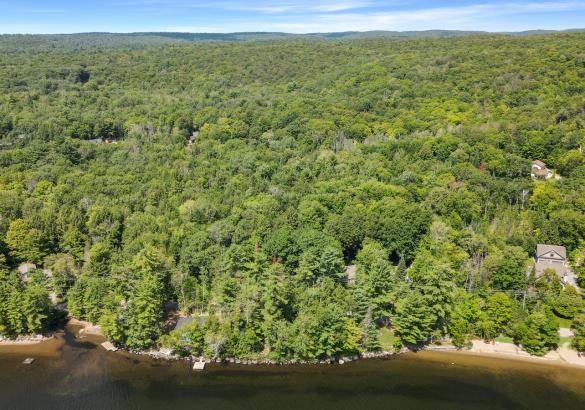 Aerial View of a building lot on the water